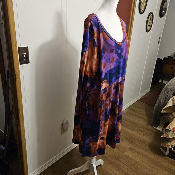 Terra & Sky Women's Long Sleeve Dress - Purple and Orange - Picture 3 of 3